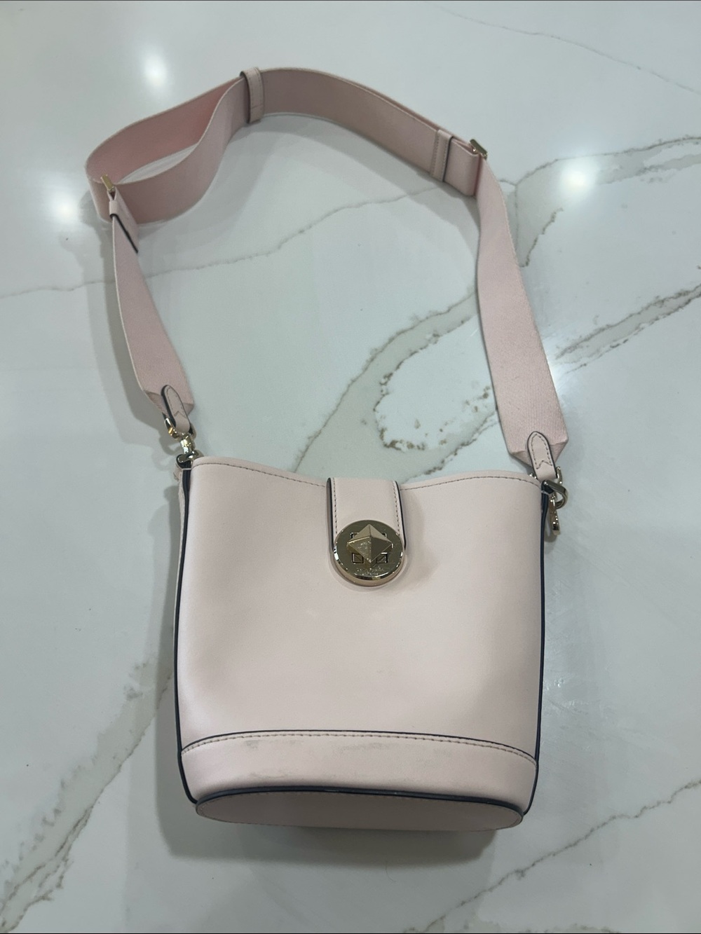 kate spade Blush Pink Crossbody Bucket Bag with Gold-Tone Hardware
